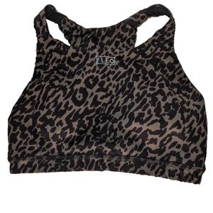 Fleo Cheetah Pattern Sports Bra High Neck Small Workout Fitness Gym